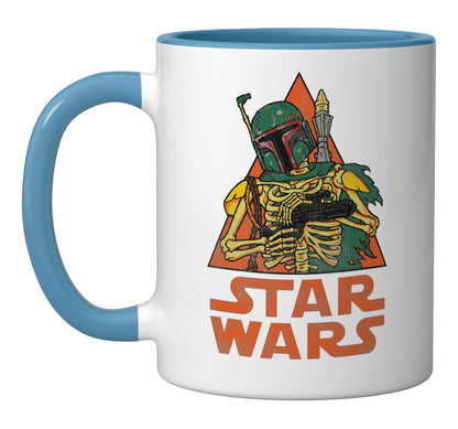 Star Wars Boba Fett Skeleton Halloween Ceramic Mug, Blue/White