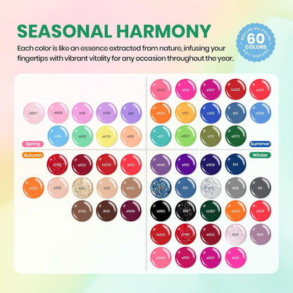Beetles Gel Nail Polish Kit with U V Light -54 Pcs Gel Nail Kit Four Seasons Glow 32 Colors Set with Base Matte & Glossy Top Coat Soak Off Home DIY Manicure Nails Beginners Gifts for Women Teen Girls