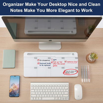 TSJ OFFICE Desktop Whiteboard Dry-Erase-Board - Computer Keyboard Stand White Board Surface Pad with Drawer, Desk Organizers with Accessories for Office, Home, School Supplies