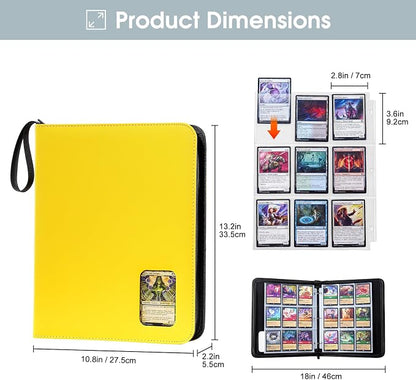 ProCase 900 Pockets Card Binder with Clear Window for Trading Cards, 9 Double Sided Pockets Cards Colletction Album Holder with Removable Sleeves for MTG, TCG, Sports Cards, Football Cards-Yellow