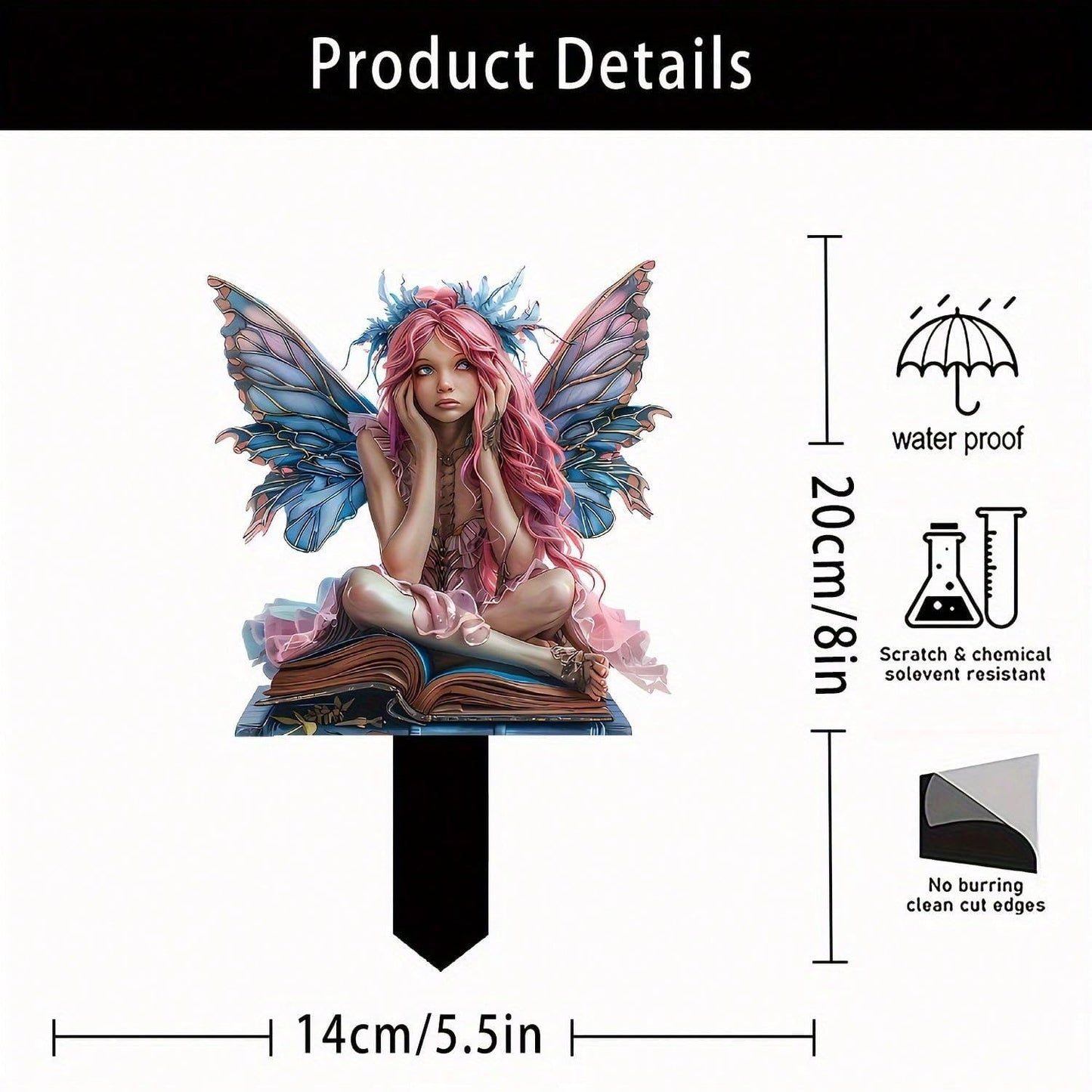 YUEYINGMG Garden Decor, Acrylic 2D Stake, Pot Plants Garden Yard Lawn Outdoor Fairy Statue Ornaments, Fairy Garden Accessories Decoration (Style F)
