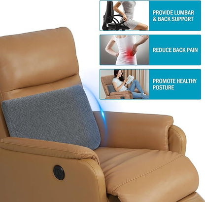 HOMBYS Lumbar Support Pillow for Recliner Chair, Memory Foam Back Support Cushion for Elderly,Extra Large Lumbar Support Pillow,Thick Backrest for Home Reading (Grey, 18“x15 x4)