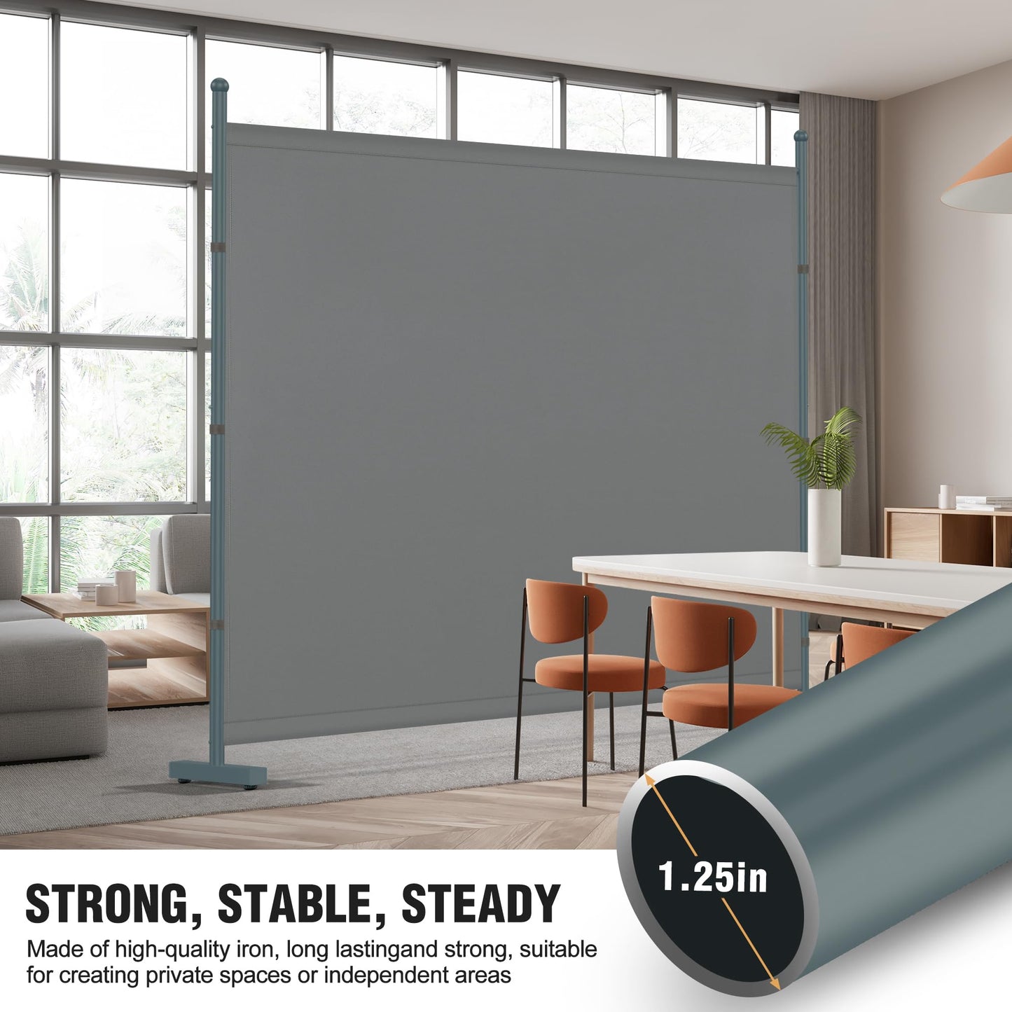 Yettsoy 6FT Extra Thick Single Panel Room Divider, Heavy Duty Privacy Partition Screen Wall Divider for Room Separation, Freestanding 71" W Room Divider Panel for Dorm Studio Office, Grey