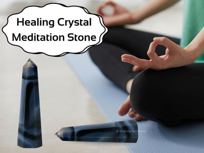 Amazing Gemstone Dendrite Agate Crystal Towers - Natural Healing Crystal Point Obelisk for Reiki Healing and Crystal Grid (3" to 4" INCH)