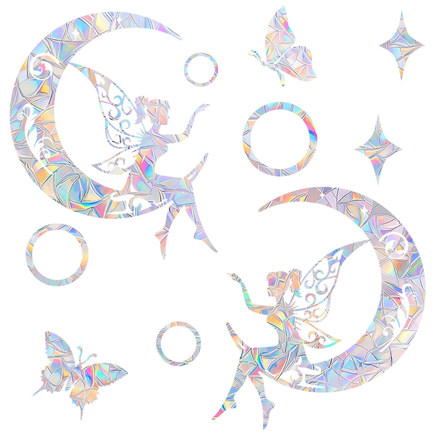 Fairy Anti-Collision Window Decals for Bird Strikes - Non-Adhesive Prismatic Clings, Rainbow Suncatcher Stickers to Save Birds From Collisions