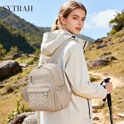 SYTRAH Mini Backpack for Women Small Backpack Purse, Anti Theft Backpack Waterproof Lightweight Puffer Back packs for Travel, Work with Coin Purse Khaki