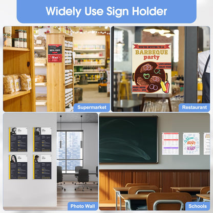 Novacrylion Acrylic Sign Holder 8.5 x 11 Wall Mount, Adhesive & Magnetic Back - Vertical or Horizontal Mount for Office, Classroom, Retail Displays on Glass, Doors, Wood, or Other Smooth Surfaces