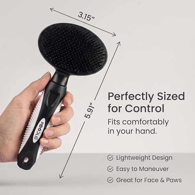 Round Bristle Pet Brush for Dogs and Cats - Soft Dog Brush for Grooming Short or Long Hair - Gentle Tool for Sensitive Skin Removes Dander, Dirt, and Detangles (Black)