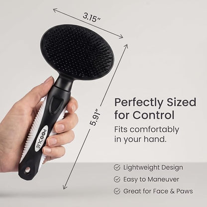 Round Bristle Pet Brush for Dogs and Cats - Soft Dog Brush for Grooming Short or Long Hair - Gentle Tool for Sensitive Skin Removes Dander, Dirt, and Detangles (Black)
