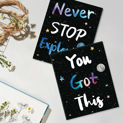 CHDITB Outer Space Framed Canvas Wall Art, Universe Theme Artwork, Inspirational Quote Wall Decor, Stellar Sky Poster, Galaxy Universe Art Prints For Kids Room, Boy Bedroom Classroom Decor(8X10 Inch)