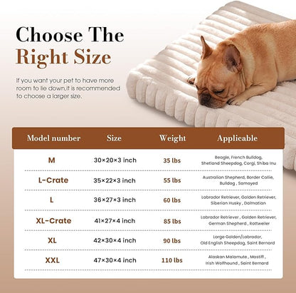 Large Orthopedic Dog Crate Bed with Waterproof Lining, Soft Short Plush Surface & Egg Crate Foam for Calming Puppy, Machine Washable Pet Bed with Removable Cover & Anti Slip Bottom