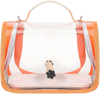 Portable Bird Travel Carrier Breathable Mesh Backpack with Perch Tray Clear View Lightweight Foldable Carrier for Small Parrots Parakeets Lovebirds (Yellow)