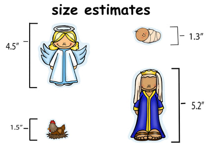 Story Time Felts Nativity Birth of Baby Jesus Felt Figures Flannel Board Stories 25 Pieces Christmas Scene (Medium-Blue)