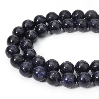 Siomia 60pcs 6mm Natural Blue Sandstone Gemstone Beads Energy Healing Crystal Round Loose Stone Beads for Jewelry Making, DIY Bracelets Necklaces