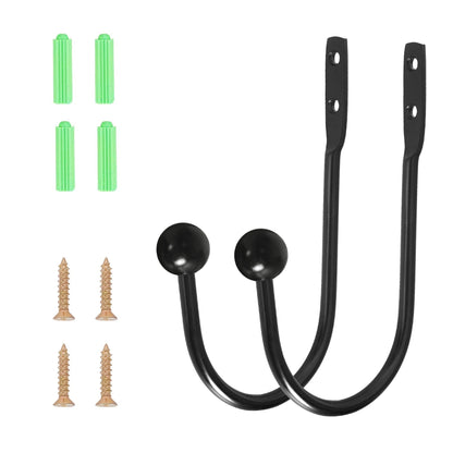 Curtain Holdback, 4 Pcs Wall Mounted Drapery Tiebacks with Screws, Heavy Duty Metal Decorative Window Drapery Holder Curtain Hook, Black