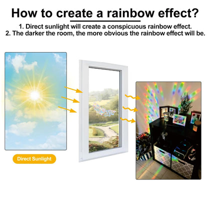 15PCS Halloween Bat Window Stickers Prevent Birds from Hitting Windows, Rainbow Sun Catcher Stickers No Glue Required, Non-Adhesive Reusable Vinyl Rainbow Stickers