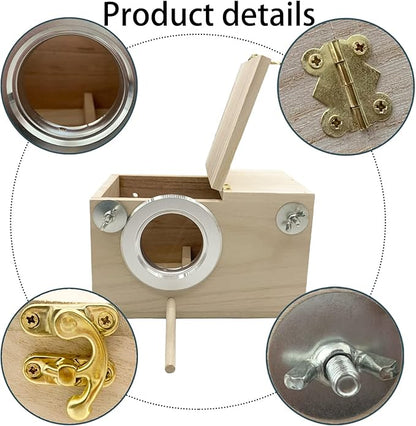 Parakeet Breeding Box Birds Natural Wooden House Lovebird Nesting Mating Box 7Pcs Bird Supplies for Cockatiel Finch Canary Budgie Aviary (7.67×4.72x4.72 in)