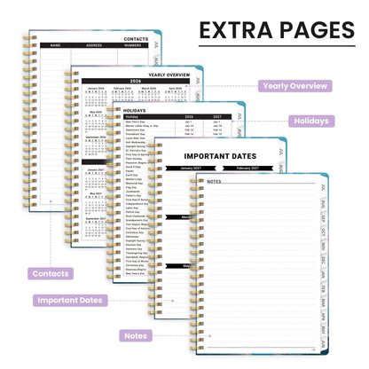 Academic Planner 2026-2027, Monthly and Weekly Calendar Planner, July 2026 - June 2027, Pretty Hardcover Teacher Student Planning Agenda Book with Tabs, Fit for School Office Supplies, 6.3" x 8.5", Pastel Horizon