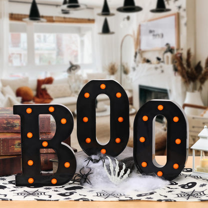 Halloween Decorations-3 Marquee Light up Letters "BOO" Sign Halloween Decor for Kitchen Tabletop Fireplace Mantel Party Indoor