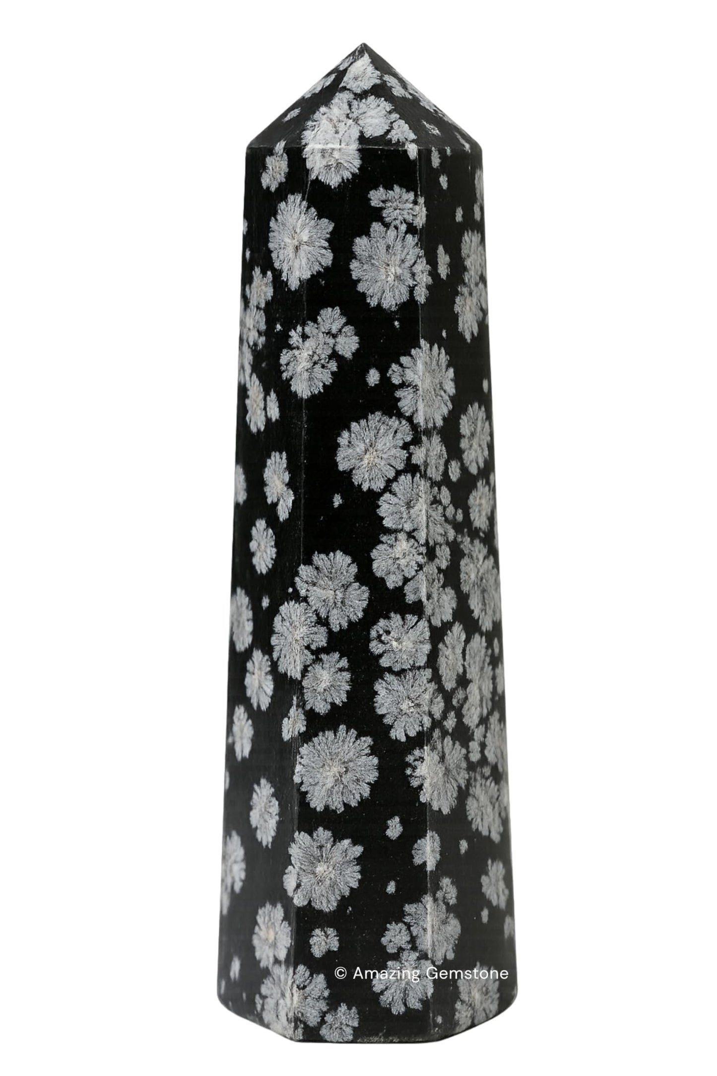 Amazing Gemstone Snowflake Obsidian Crystal Towers - Natural Healing Crystal Point Obelisk for Reiki Healing and Crystal Grid (3" to 4" INCH)