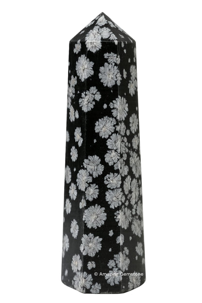 Amazing Gemstone Snowflake Obsidian Crystal Towers - Natural Healing Crystal Point Obelisk for Reiki Healing and Crystal Grid (3" to 4" INCH)