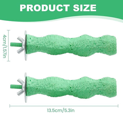 2PCS Bird Beak Grinding Stone, Bird Perches for Cage, Parrot Beak Grinding Stone, Rough Surface High Calcium Mineral Teeth Molar Colorful Perch Bird Cage Accessories