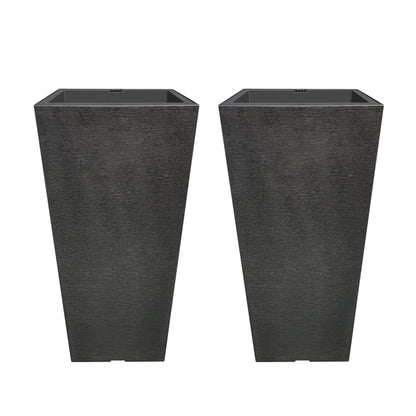 Kante 28 Inch Tall Planter Set of 2, Large Taper Planter for Outdoor Indoor Garden Patio Front Door (Black)