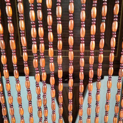 Madamera 45 String Natural Wood Beaded Curtains, Handmade High Density Retro Room Divider Panel, for Doorway/Hallway Decoration and Window Treatment (39" x 79")