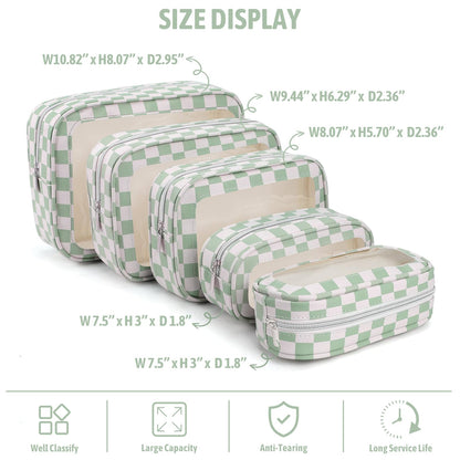 5PCS Diaper Bag Organizer Pouch Set,TSA Approved Toiletry Bag, Waterproof TPU Makeup Bag Set, Travel Organizer Bags for Women and Kids，Mothers Day Gifts