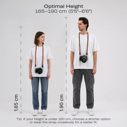 C Coiro Slim Leather Camera Strap with Quick Release, Neck Adjustable Camera Shoulder Strap SLR Compatible with All Camera Brands, Classic/Brown