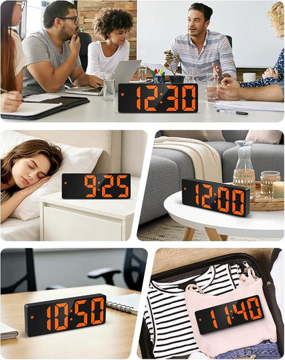 AMIR Digital Alarm Clock Large Display, LED Alarm for Bedroom, USB/Battery Powered Bedside Alarm Clock with Snooze, 12/24H, 3 Adjustable Brightness, Temperature, Electric Desk Clock for Home, Office