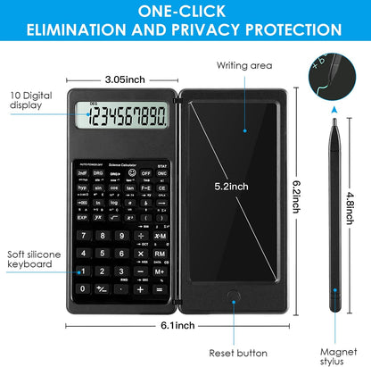 Scientific Calculators for Students, 10-Digit Large Screen, Math Calculator with Notepad, Classroom Must Haves for Middle High School Supplies & College (Black)
