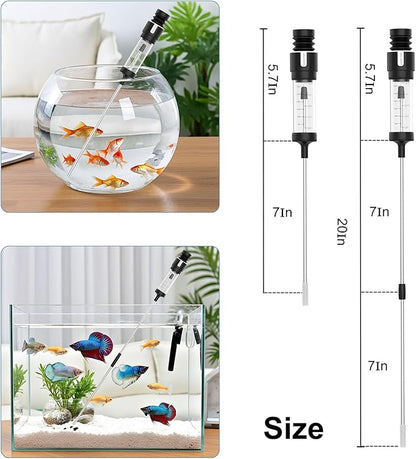Carefree Fish Aquarium Gravel Cleaner 15~30In Multi-Functional Syphon Feeding Tube Upgraded Turkey Baster Stainless Steel Long Tweezers Long Scissors Long Base Leveling Shovel