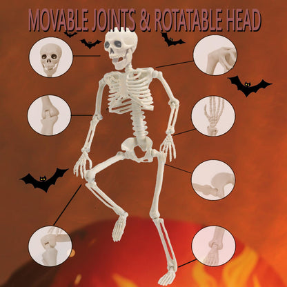 【5PCS 16 Inch Height】 Halloween Decorations Outdoor Indoor Halloween Skeleton Spooky Posable Skeletons Toy Small Skeletons Hanging Decor Movable Joints Decor Graveyard Haunted Party Accessories