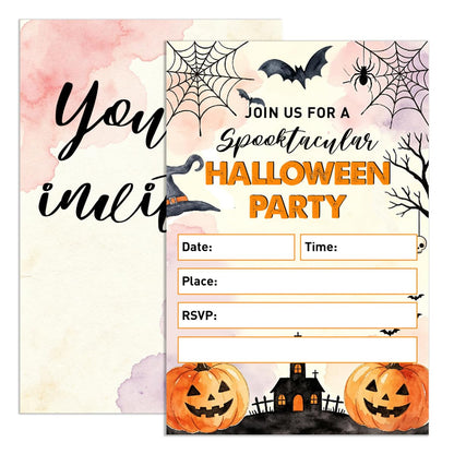UDNADKEX Halloween Costume Party Invitations Set of 20, 4"x6" Invites Card