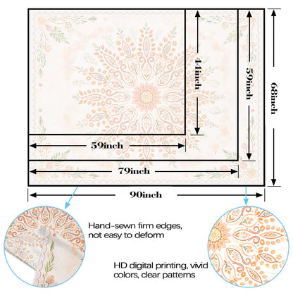 Lunerfex Floral Mandala Tapestry Boho Tapestry for Bedroom Peach Tapestries Wall Hanging Living Room Wall Art and Home Decor 70x90
