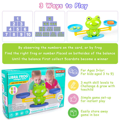 lonfypeng Frog Balance Counting Toys, Cool Math Learning Games for Boys and Girls, Educational Number Preschool Toy, Fun Children's Gift STEM Math Games for Kids Age 3+ (63 PCS)