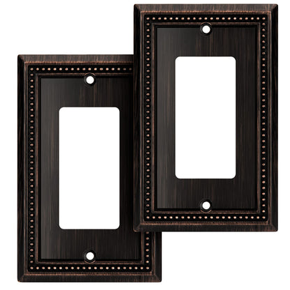 Henne Bery Sunken Pearls Heavy Duty Decorative Wall Plate Switch Plate Outlet Cover (Single Decorator, 2 Pack, Aged Bronze)