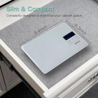 AZEUS Food Scale with USB Rechargeable, Digital Kitchen Scale with 6 Units, High Precision to 0.04 oz /11lbs Capacity, Weight Range from 3g-5000g (White)