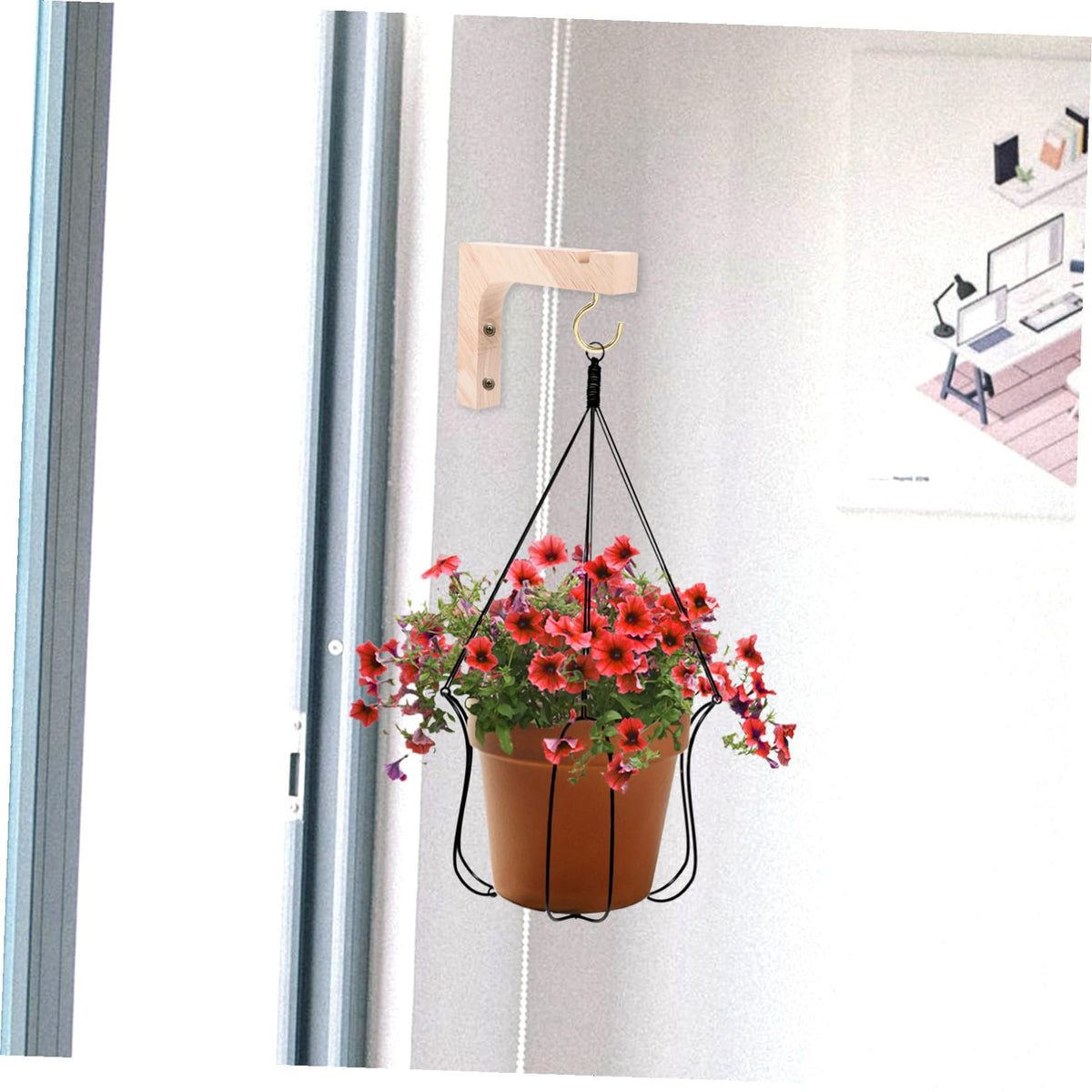 TOYANDONA Wooden Hanging Plant Hooks 2pcs Indoor Wall Plant Hangers Heavy Duty Natural Wood Flowerpot Holders for Indoor Outdoor Garden Wall-Mounted Hanger Brackets