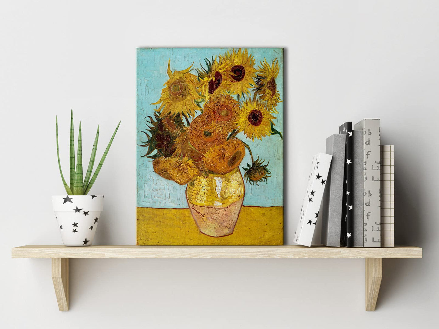 Wieco Art Framed Wall Art Canvas Prints of Sunflower by Vincent Van Gogh Paintings Reproduction Abstract Wall Decorations for Living Room Golden Frame