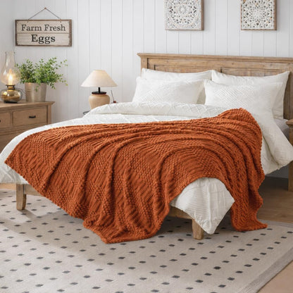 50x70 Inch Rust Throw Blanket - Soft & Fluffy Fleece, Cute & Aesthetic, Perfect for Sofa, Couch, Chair, Bed, Living Room & Bedroom, All-Season Use, Plush & Cozy Decorative Blanket
