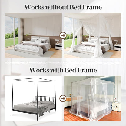 Vawolecy Mosquito Net Bed Canopy for Full Queen King Size Bed,4 Corner Canopy Gothic Bed Curtains,Bug Net for Camping Patio, Halloween Decoration
