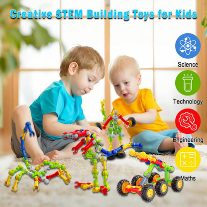 Huaker 125PCS Stem Building Toys for 3 4 5 6 7 8 Year Old Boys Girls,Kids Building Blocks Educational Creative Learning Activity with Large Storage Box,Ideal Christmas Birthday Gifts