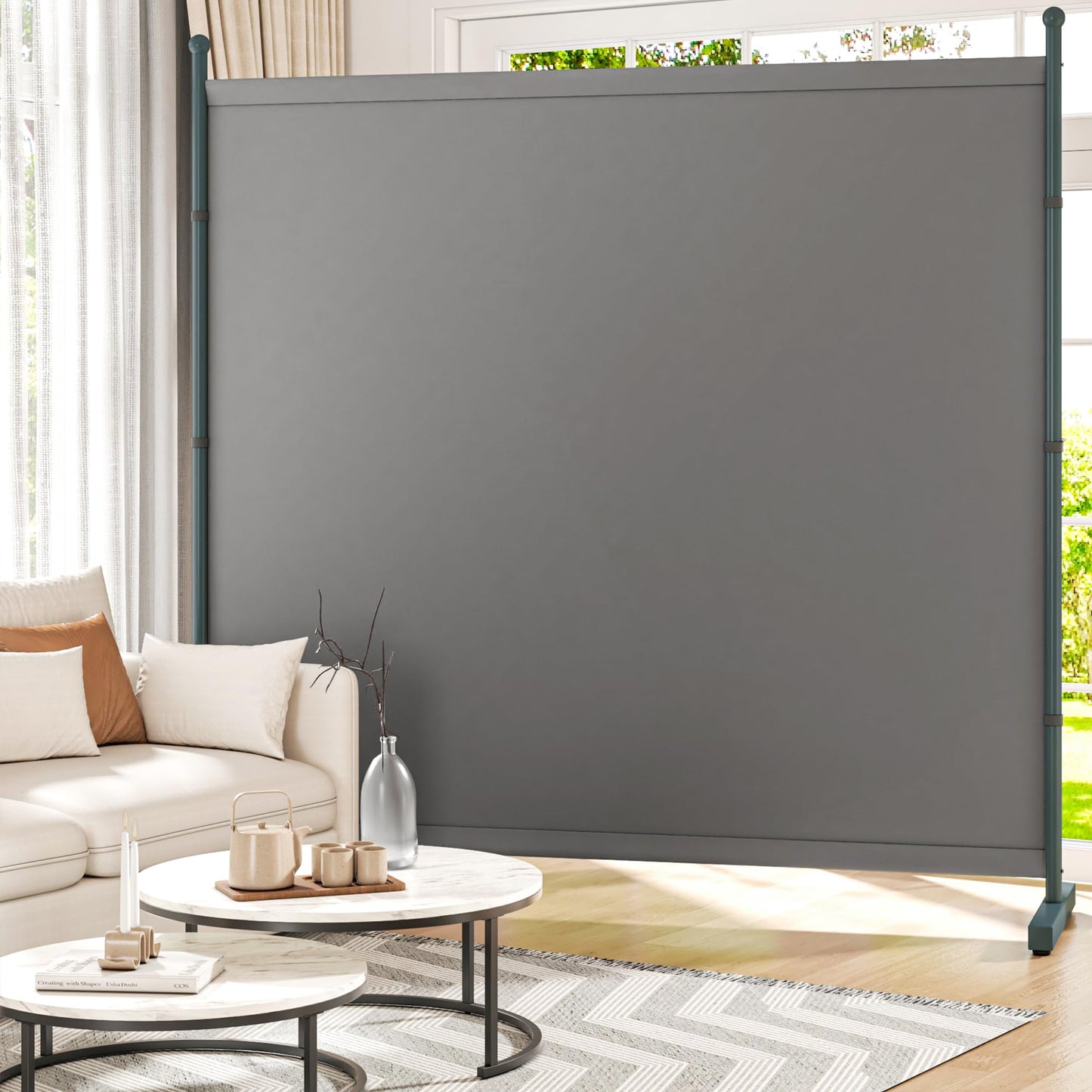 Yettsoy 6FT Extra Thick Single Panel Room Divider, Heavy Duty Privacy Partition Screen Wall Divider for Room Separation, Freestanding 71" W Room Divider Panel for Dorm Studio Office, Grey