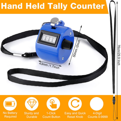 Hoteam 30 Pcs Handheld Tally Counter 4 Digital Number Count Clicker Counter Hand Mechanical Pitch Clicker for Coaching,Knitting, People, Lap, Fishing, Golf Sport Row