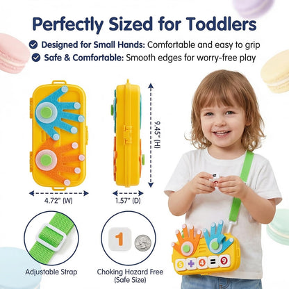 OBMESHOW Montessori Preschool Math Toys for Kids Ages 3 4 5, Counting, Addition & Subtraction Learning Game with Finger Counting Hands, Number Blocks, Flash Cards, Storage Box and Shoulder Strap
