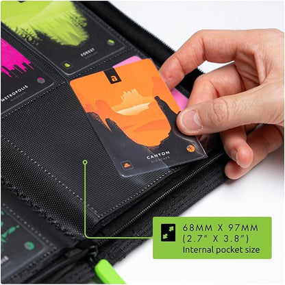 Vault X 4 Pocket Zip Binder, 160 Cards, Exo-Tec Material, 20 Side-Loading Pages (Yellow)