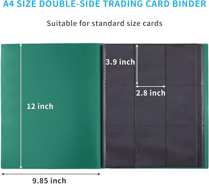 Card Binder, 360 Pockets Upgraded Trading Card Binders, Cards Collection Binder 9 Pocket, Side Loading Yugioh Binder Book Holder for MTG, TCG, Sport, Football, Baseball Collector Cards - Green