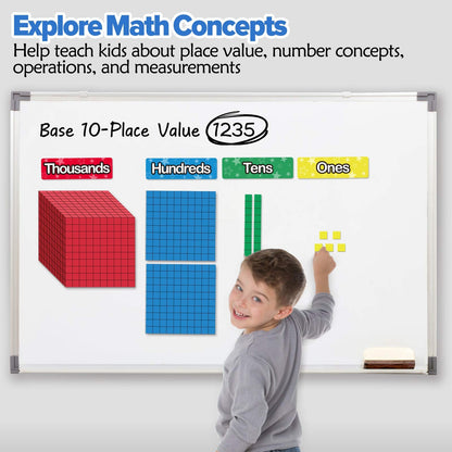 Torlam 131 PCS Magnetic Base Ten Blocks - Place Value Blocks -Math Manipulatives K-3 for Elementary Classroom, Math Counters, Counting Cubes for Kids, Base 10 for 1st 2nd 3rd Grade